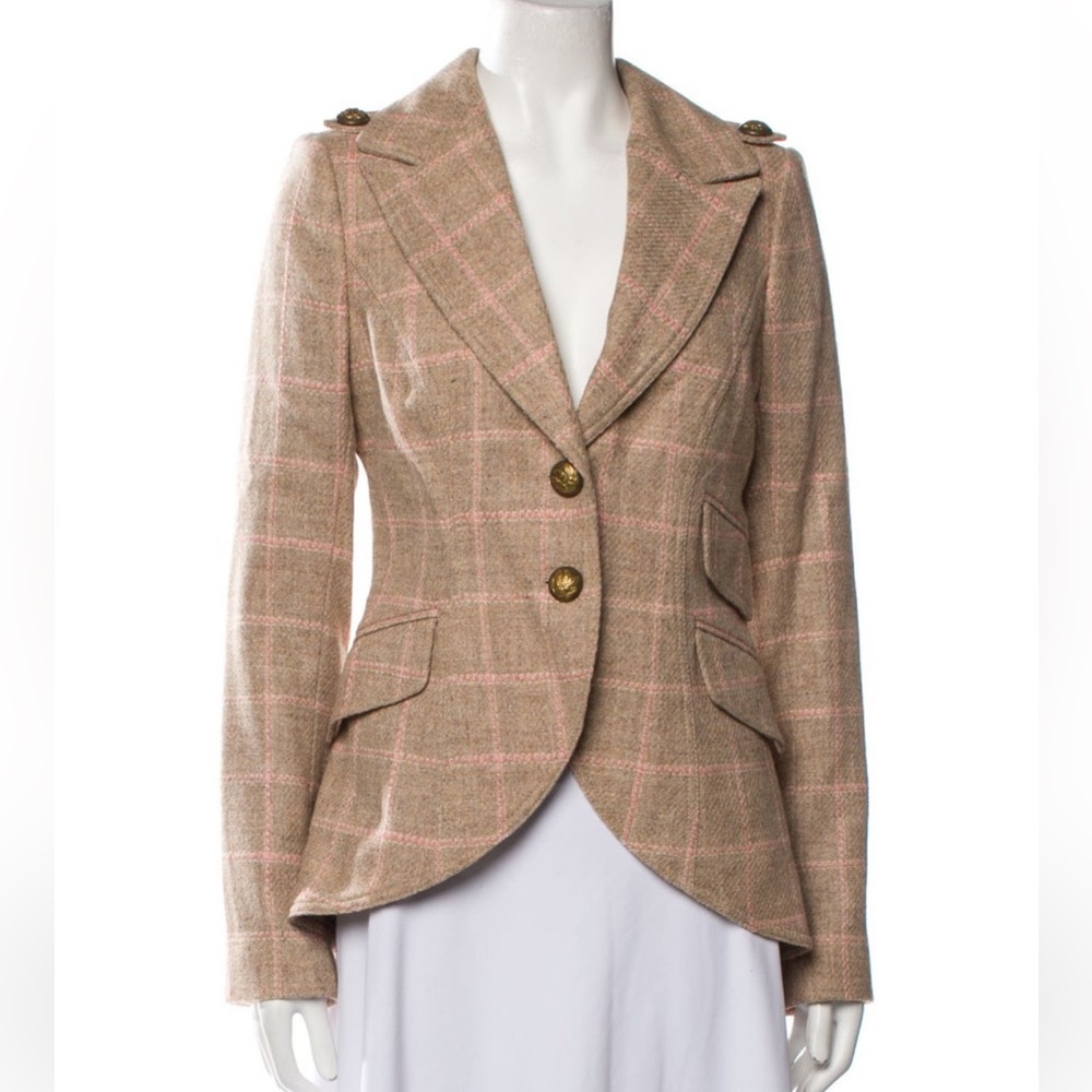 Smythe Virgin Wool Plaid Print Blazer